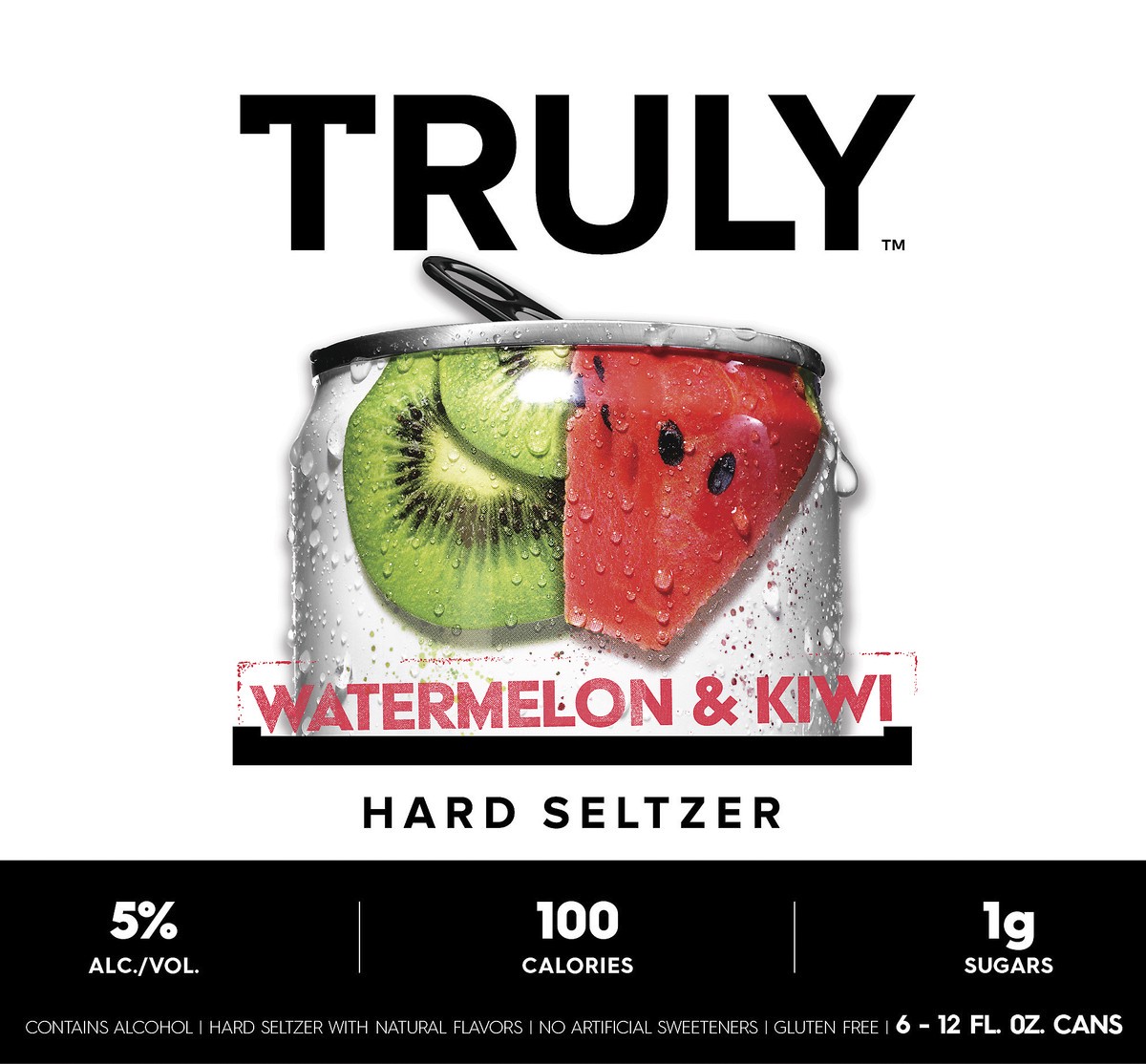 slide 5 of 5, TRULY Hard Seltzer Watermelon & Kiwi, Spiked & Sparkling Water (12 fl. oz. Can, 6pk.), 6 ct; 12 oz