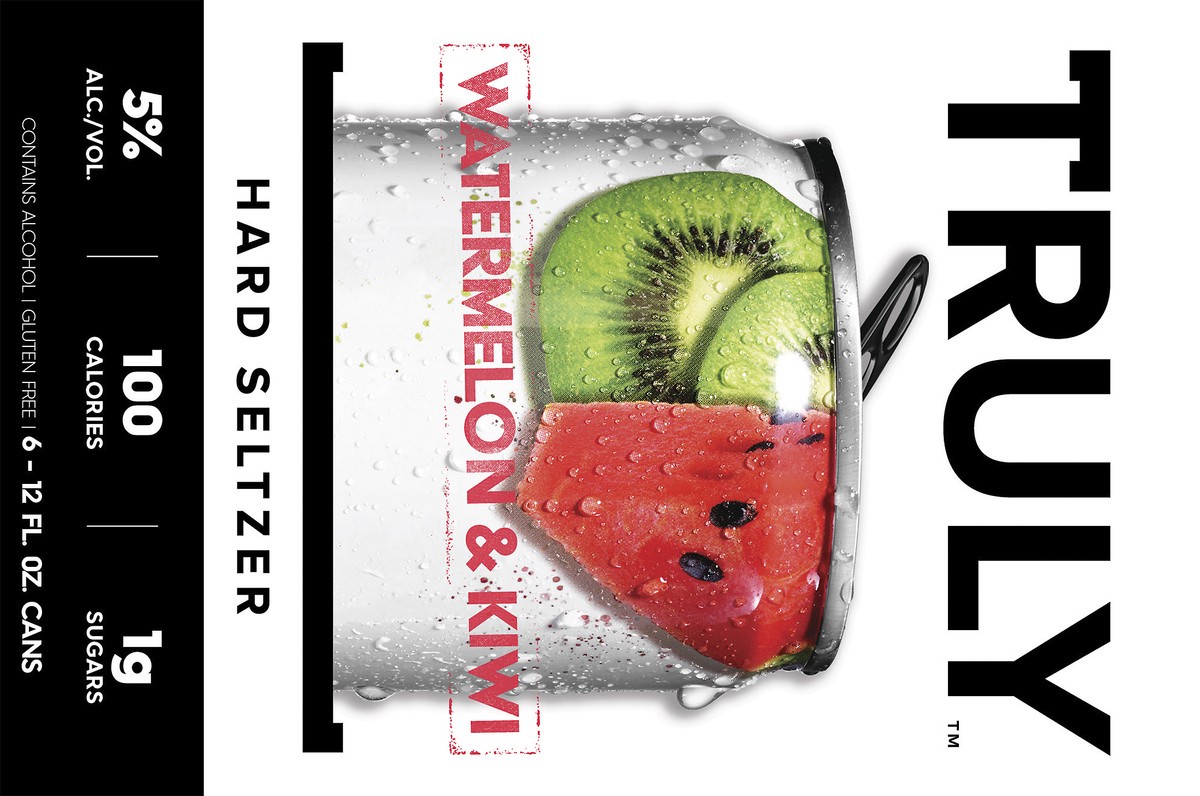 slide 3 of 5, TRULY Hard Seltzer Watermelon & Kiwi, Spiked & Sparkling Water (12 fl. oz. Can, 6pk.), 6 ct; 12 oz