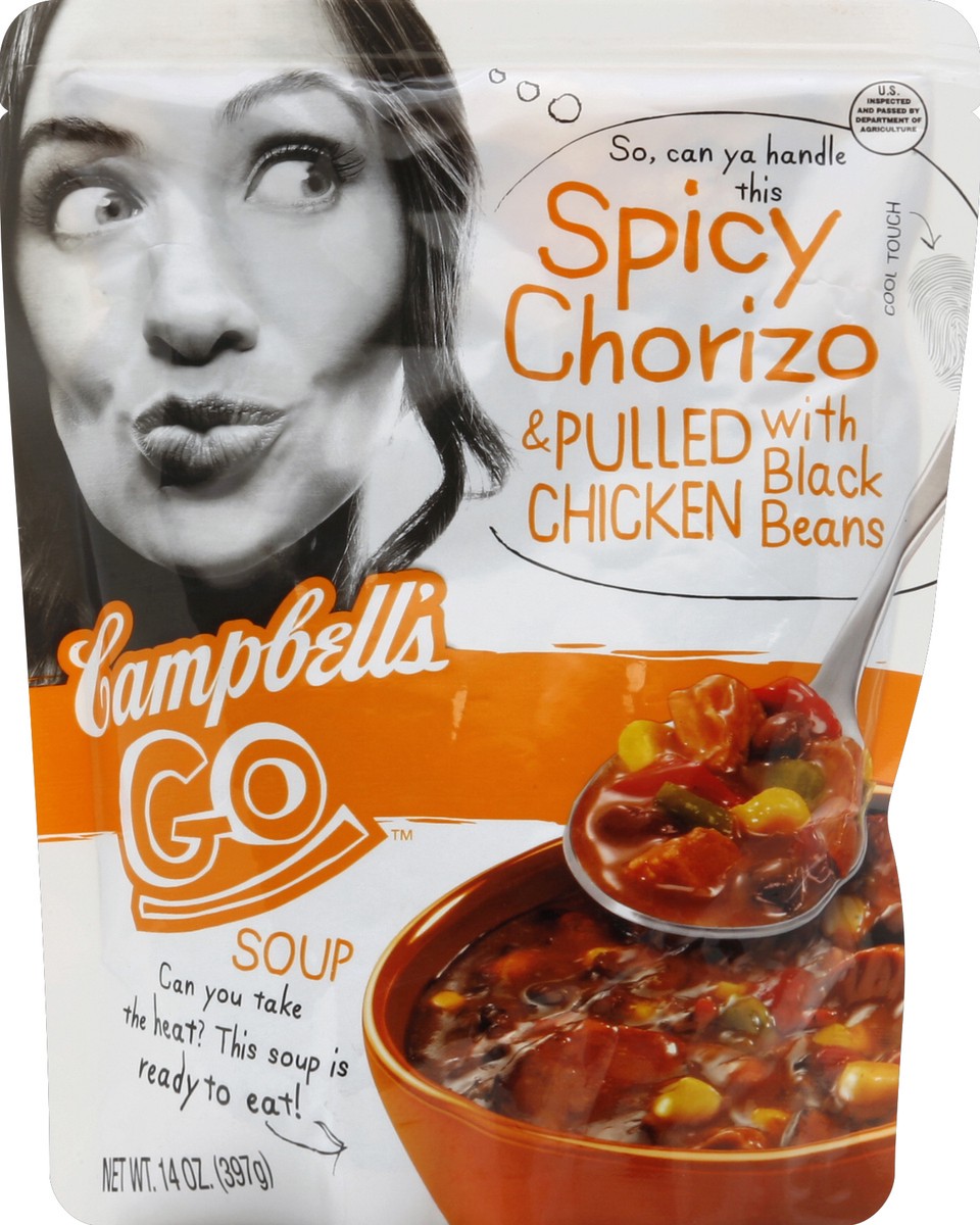 slide 2 of 2, Campbell's Go Spicy Chorizo & Chicken with Black Beans Soup, 14 oz