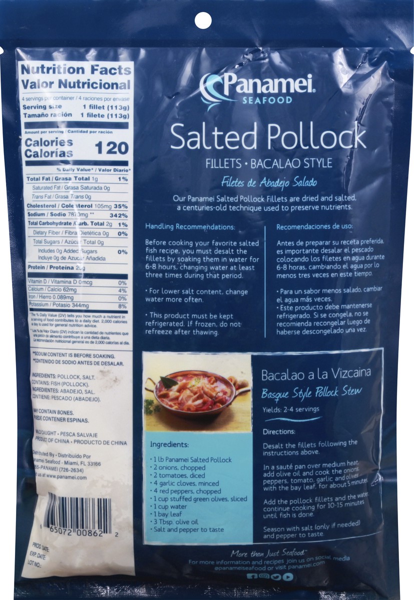 slide 8 of 13, Panamei Seafood Bacalao Style Salted Pollock Fillets 1 lb, 16 oz