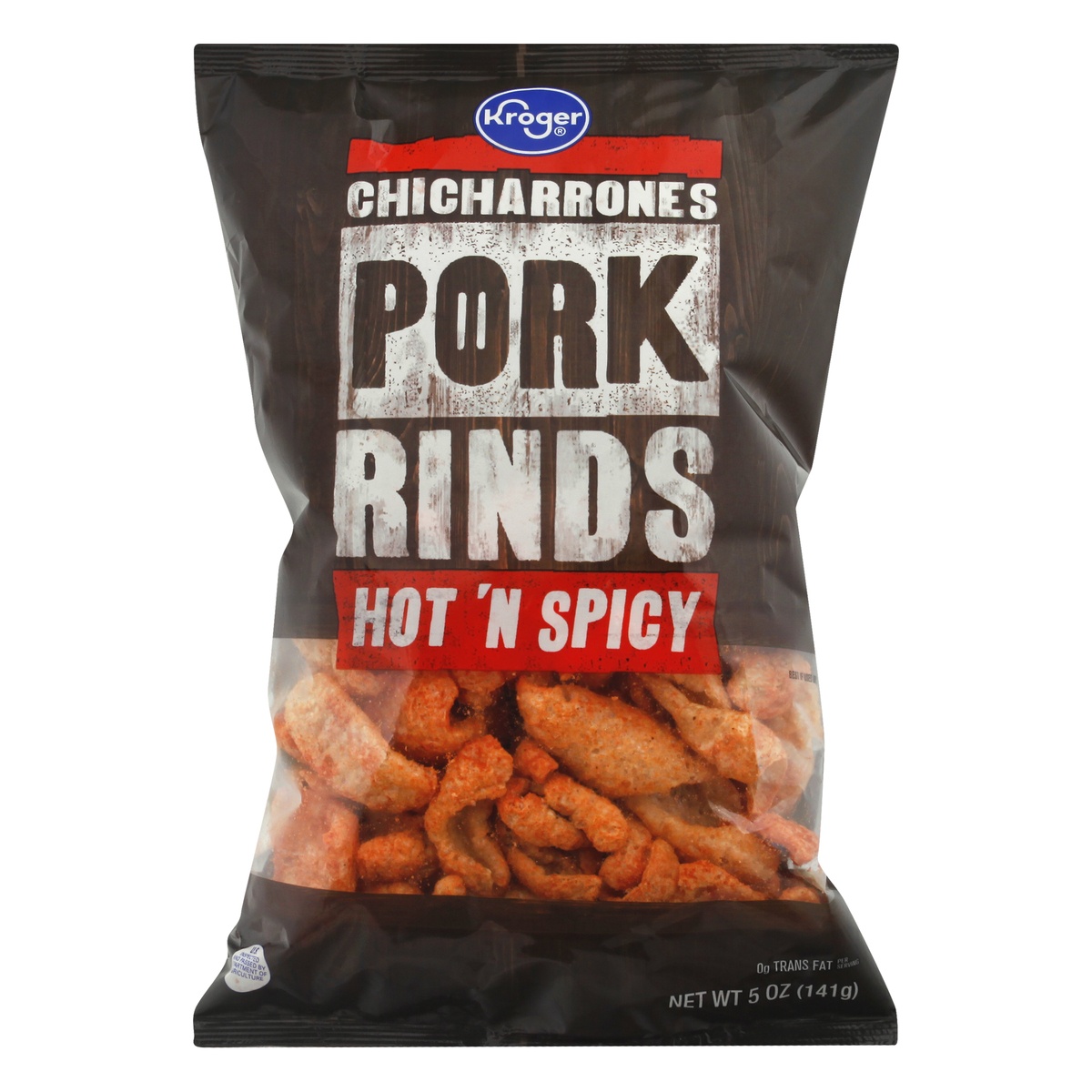 slide 1 of 1, Kroger Hot And Spicy Chicharrones Pork Rinds, 5 oz