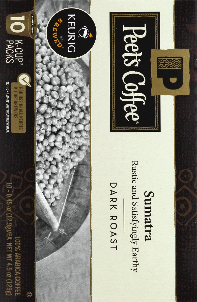 slide 6 of 6, Peet's Coffee, 100% Arabica, Dark Roast, Sumatra, K-Cup Packs - 10 ct, 10 ct; 0.45 oz