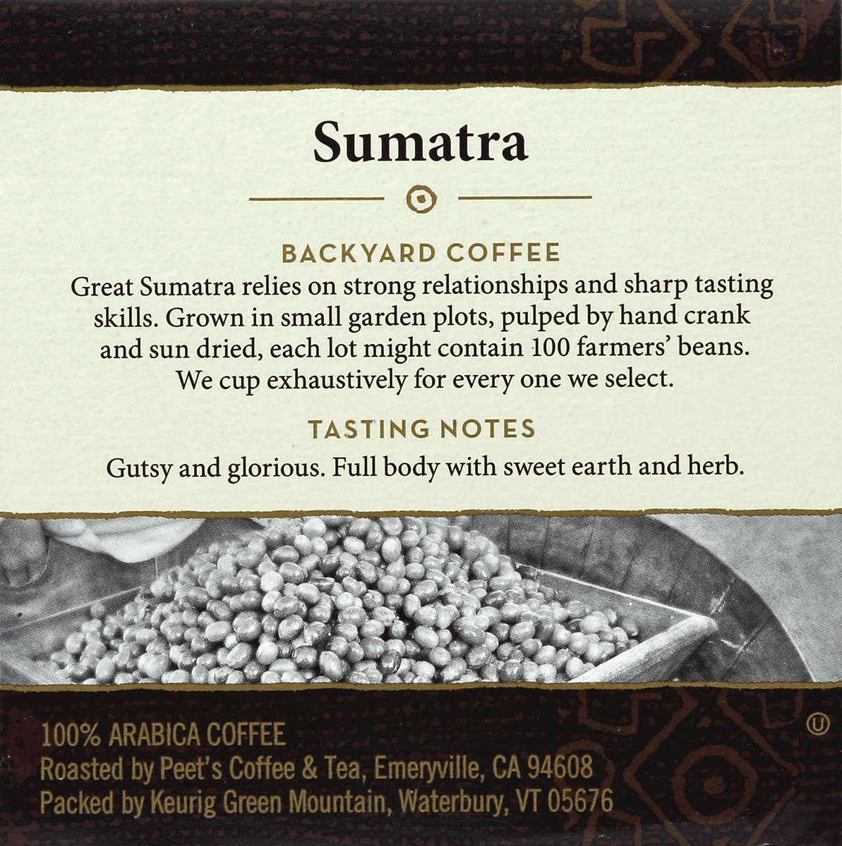 slide 4 of 6, Peet's Coffee, 100% Arabica, Dark Roast, Sumatra, K-Cup Packs - 10 ct, 10 ct; 0.45 oz