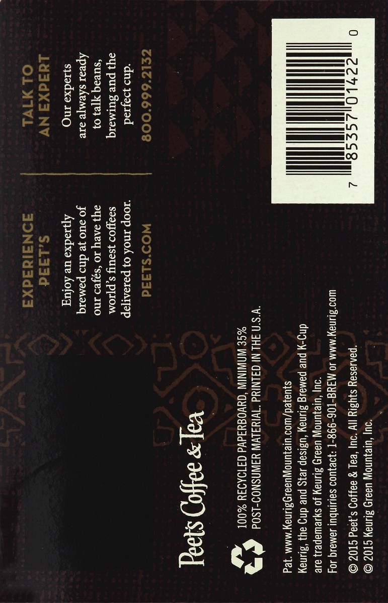 slide 3 of 6, Peet's Coffee, 100% Arabica, Dark Roast, Sumatra, K-Cup Packs - 10 ct, 10 ct; 0.45 oz