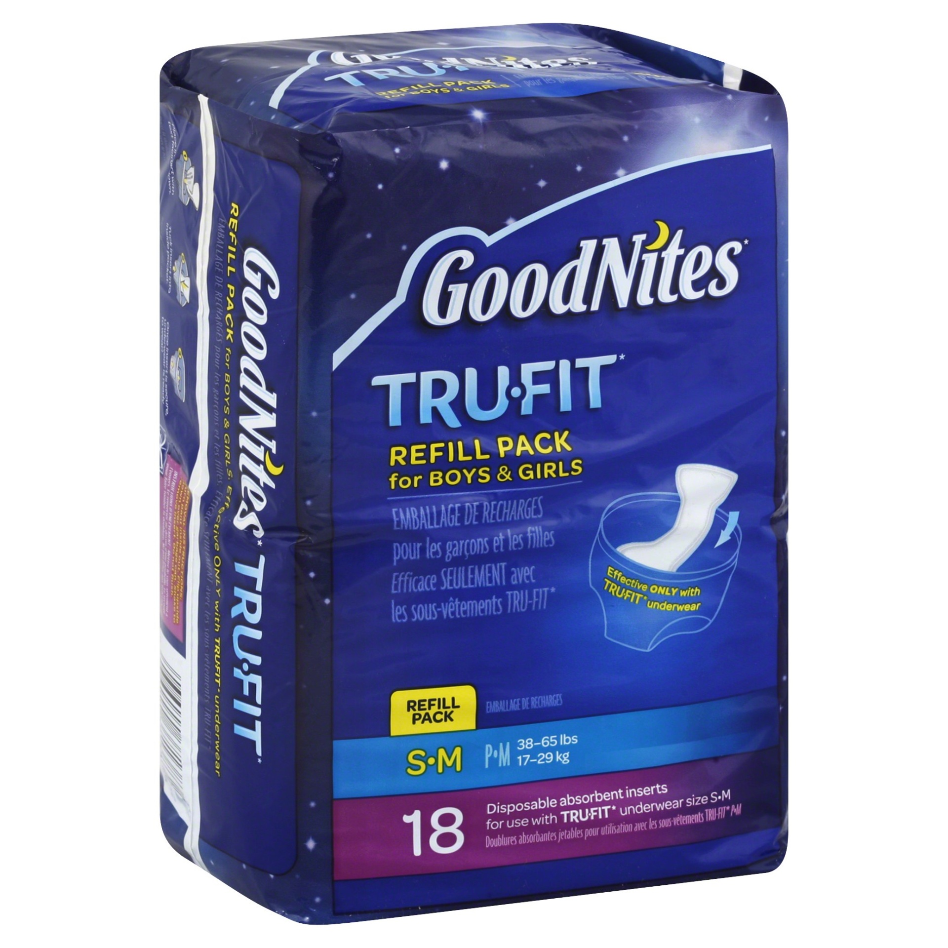 slide 1 of 1, GoodNites Trufit Refill Pack for Boys & Girls Size S-M, 18 ct; SM/MED