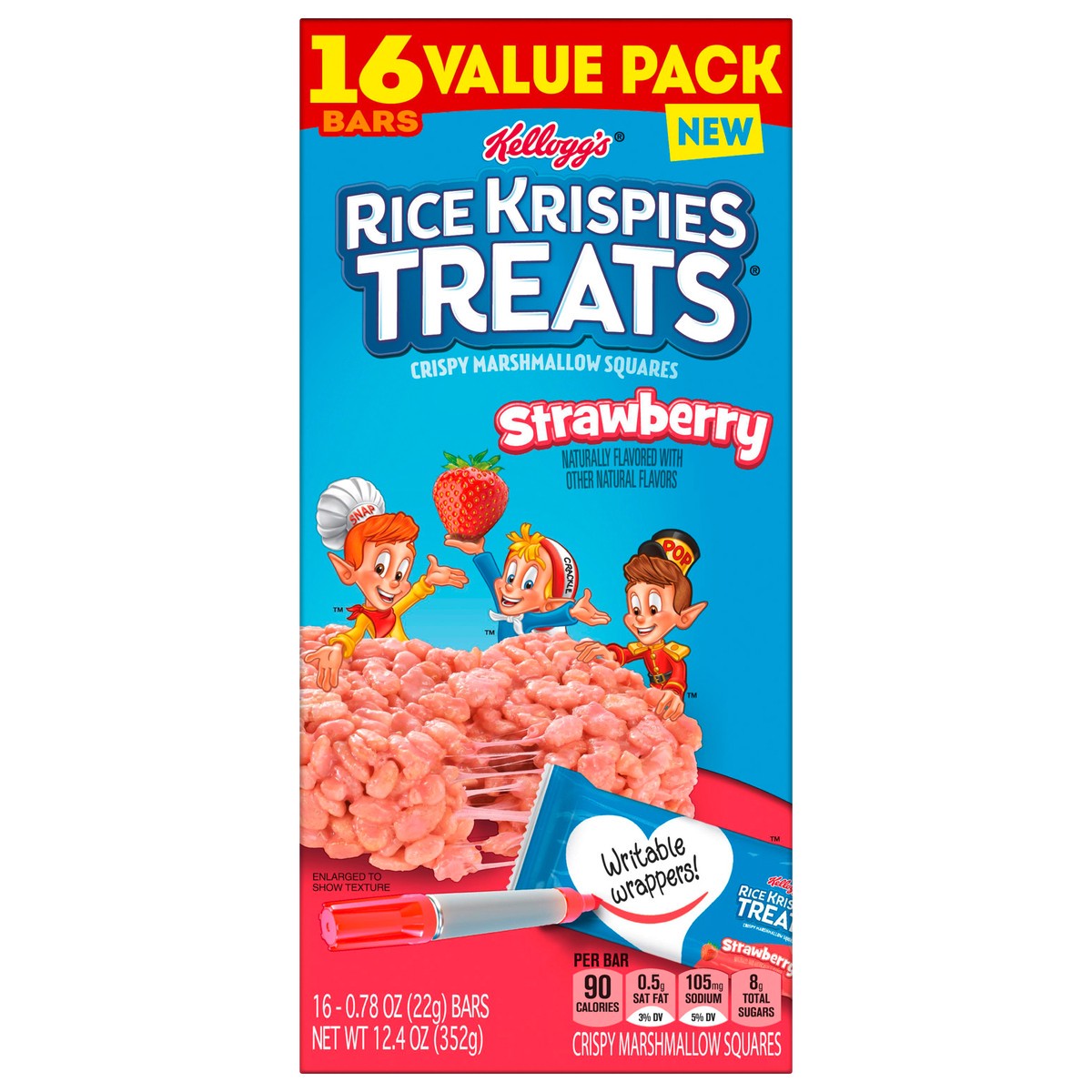 slide 1 of 11, Rice Krispies Treats Kellogg's Rice Krispies Treats Marshmallow Snack Bars, Strawberry, 12.4 oz, 16 Count, 12.4 oz