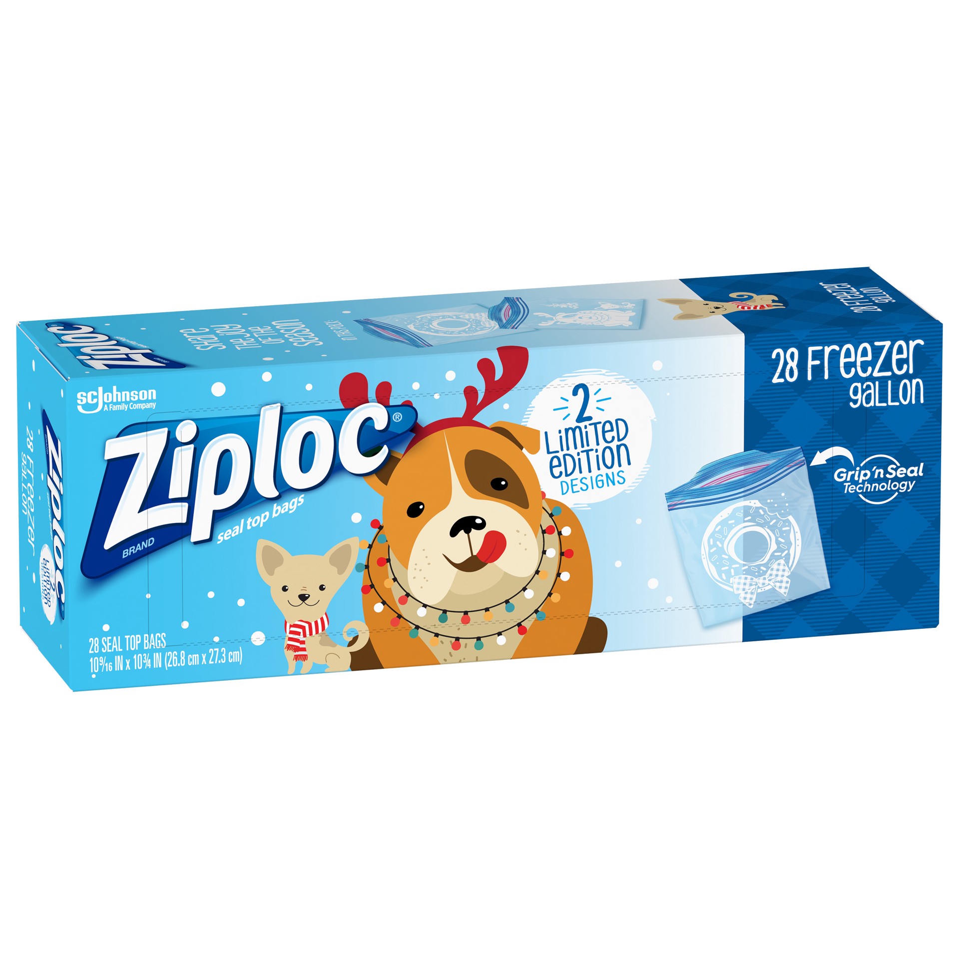 slide 2 of 4, Ziploc Brand Freezer Bags Holiday, Gallon, 28 Count, 