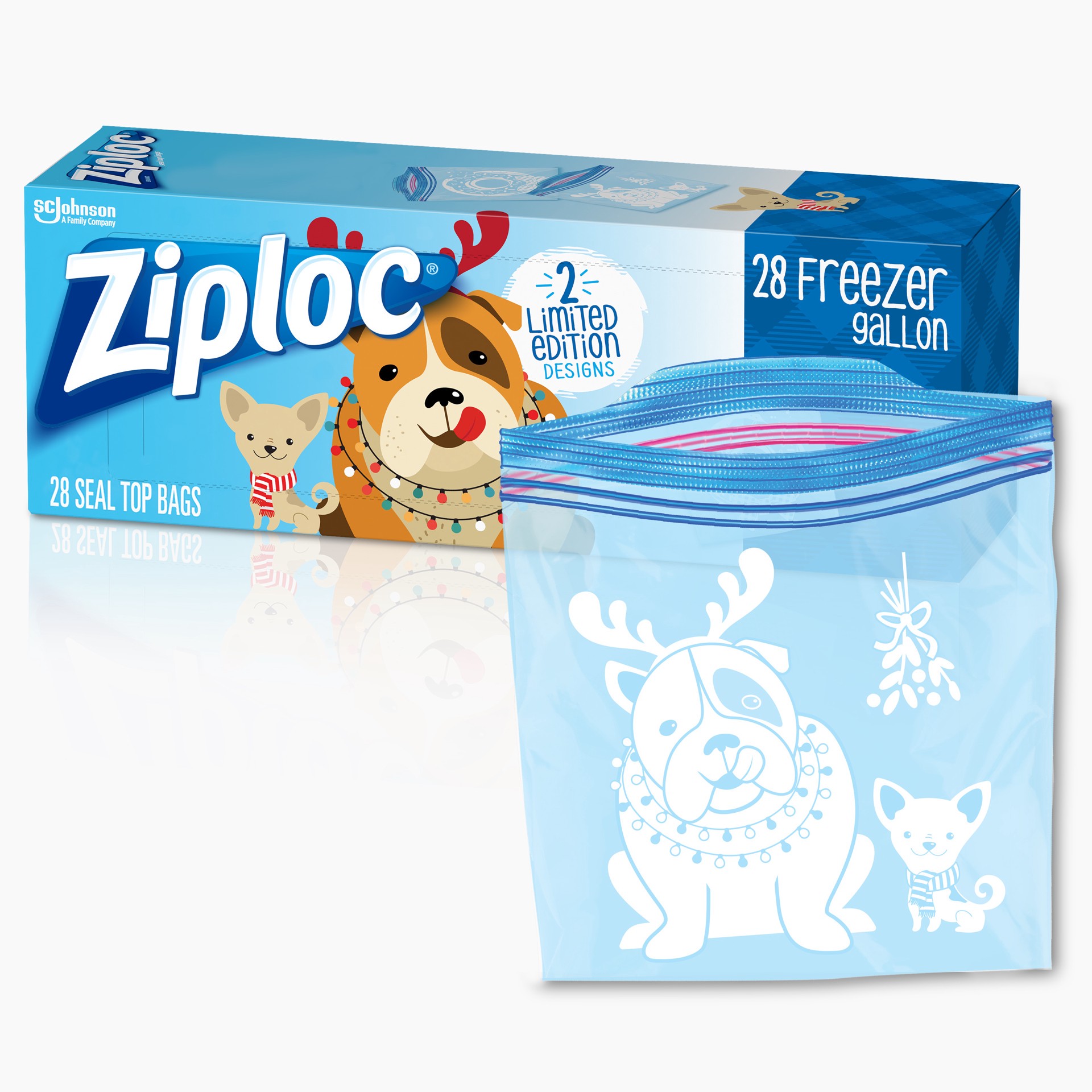 slide 3 of 4, Ziploc Brand Freezer Bags Holiday, Gallon, 28 Count, 