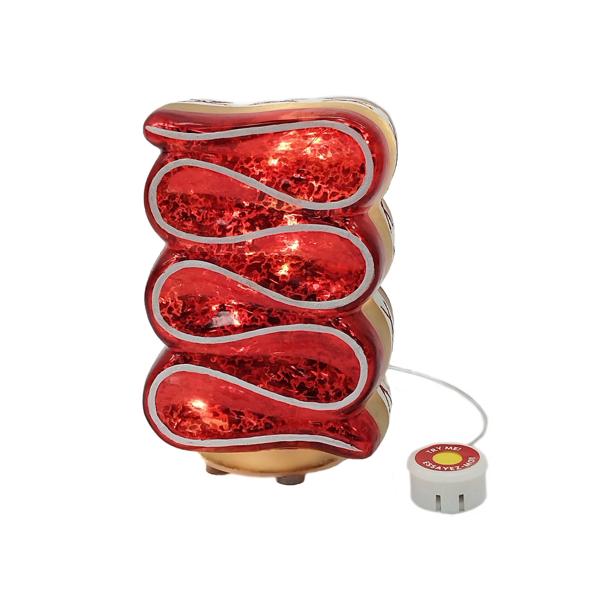 slide 3 of 4, 5.25" Red & White Candy Twist Glass Led Tabletop Decor By Ashland, 3.5 in x 3 in x 5.25 in