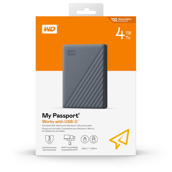 slide 3 of 10, Western Digital Wd My Passport Portable Hard Drive, 4Tb, Silicon Gray, 1 ct