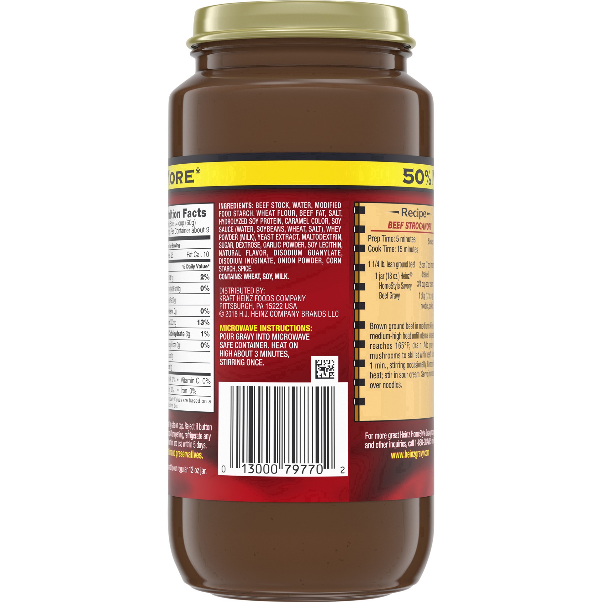 slide 50 of 92, Heinz HomeStyle Beef Gravy Value Size, 18 oz Jar, 18 oz