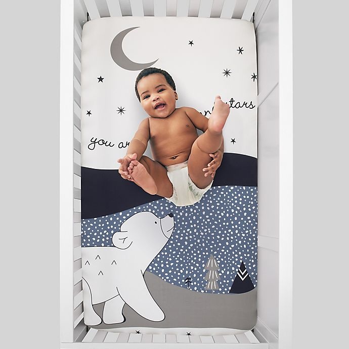 slide 2 of 3, NoJo Cosmo Bear Fitted Crib Sheet - Navy, 1 ct