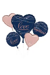 Helium Balloon Bouquet Wedding Navy, 5 Count