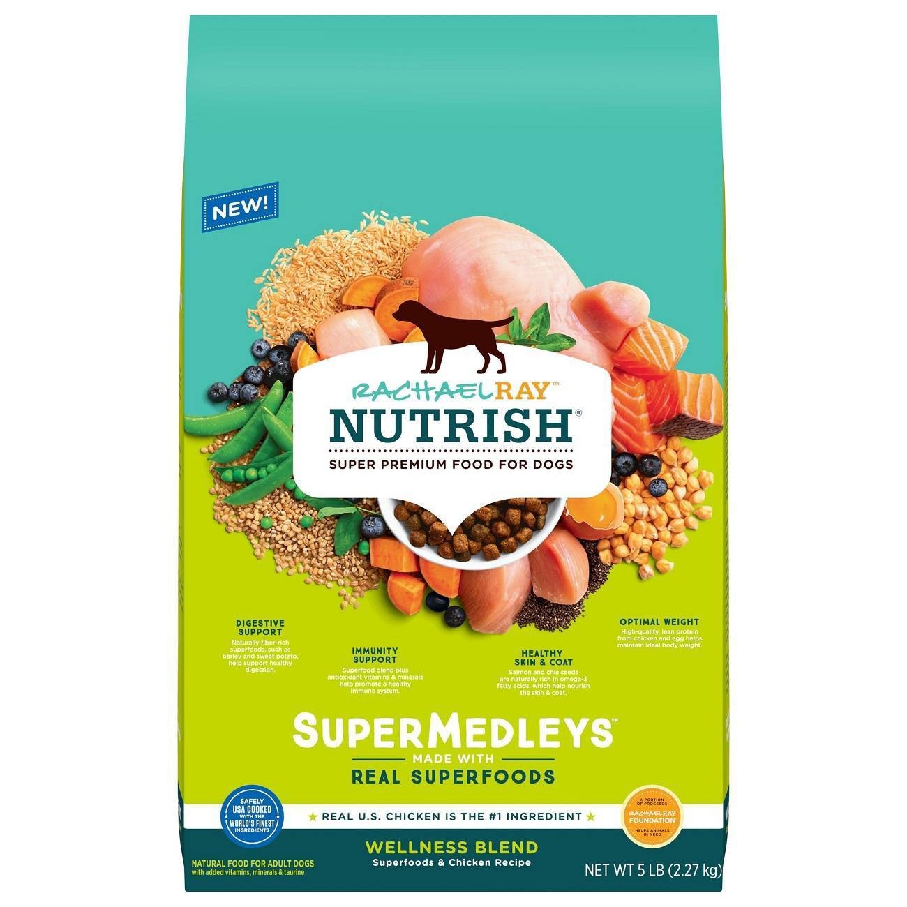 slide 1 of 1, Rachael Ray Nutrish Super Medleys Wellness Blend Superfoods & Chicken Recipe Adult Super Premium Dry Dog Food - 5lbs, 5 lb