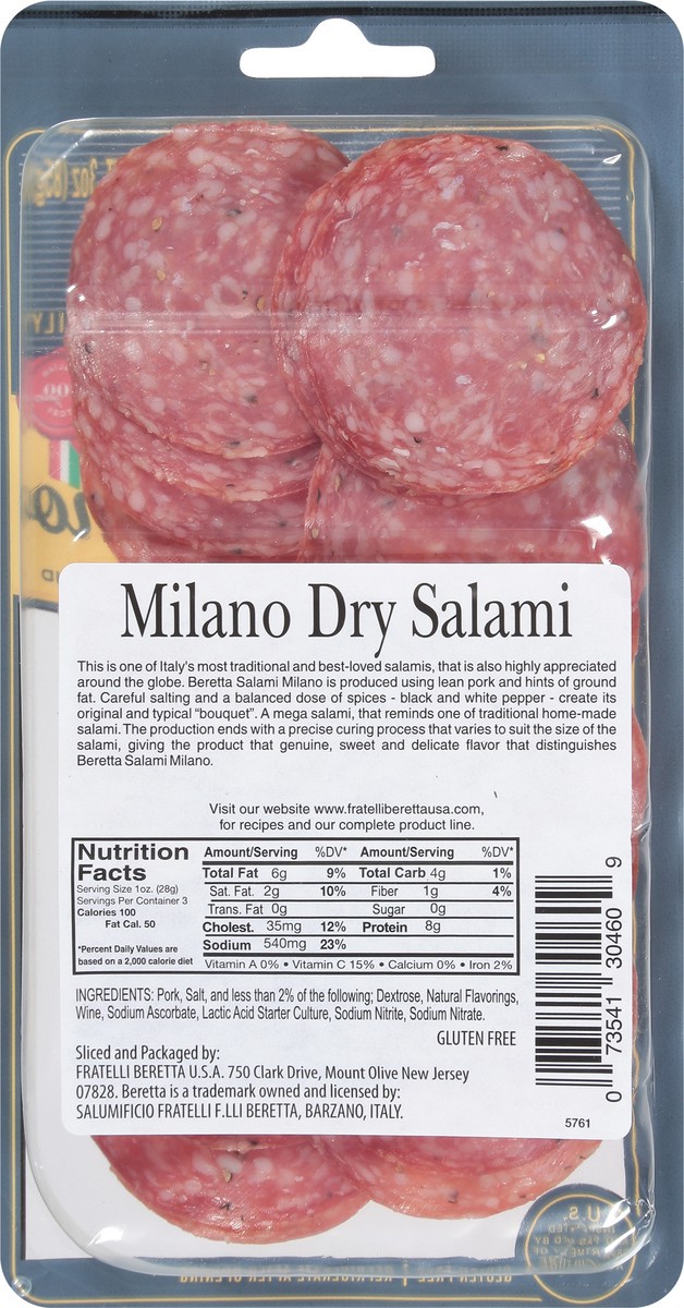 slide 8 of 9, Beretta Milano Dry Presliced 3 Oz, 1 ct