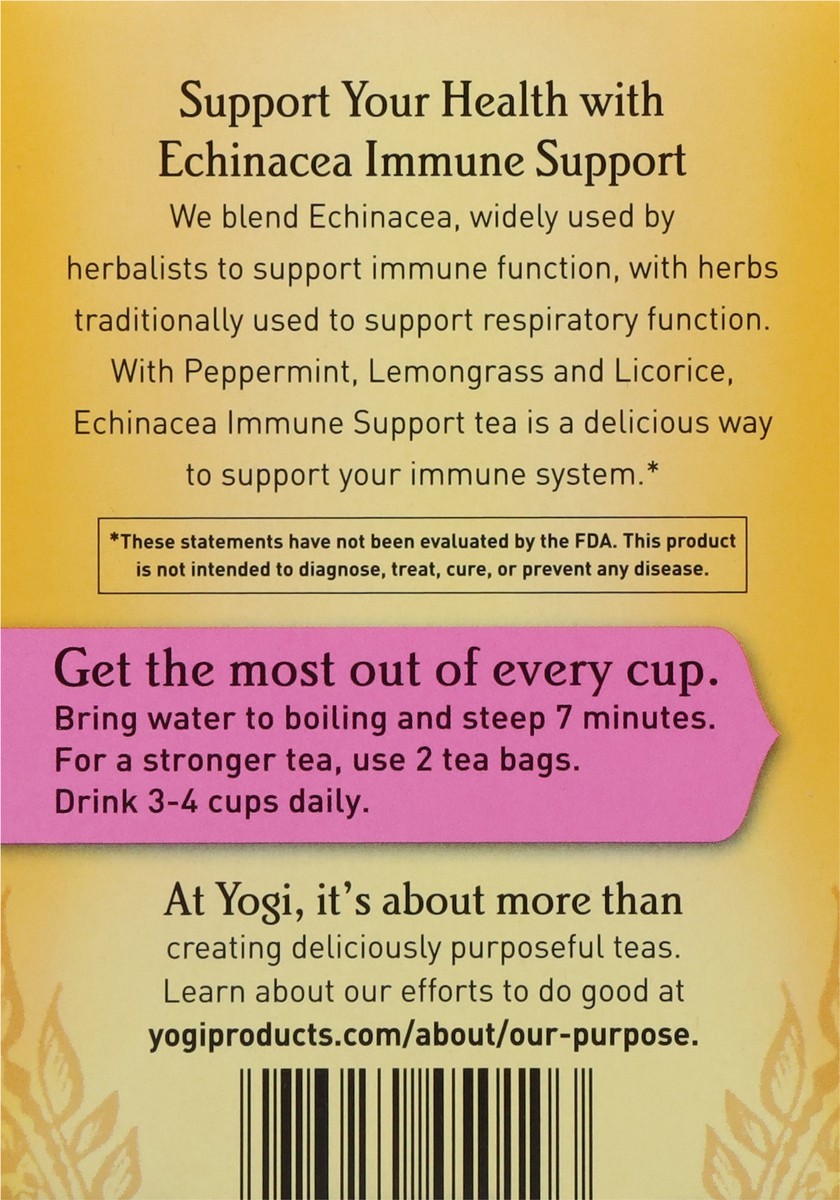 slide 9 of 9, Yogi Immune Support Echinacea Herbal Tea 16 Tea Bags, 16 ct