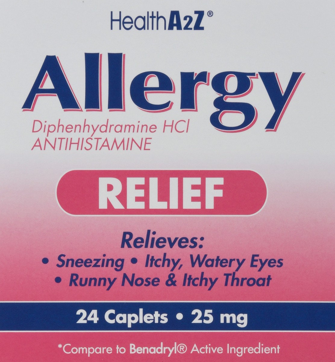 slide 3 of 13, HealthA2Z Caplets 25 mg Allergy Relief Antihistamine 24 Caplets 24 ea, 24 ct