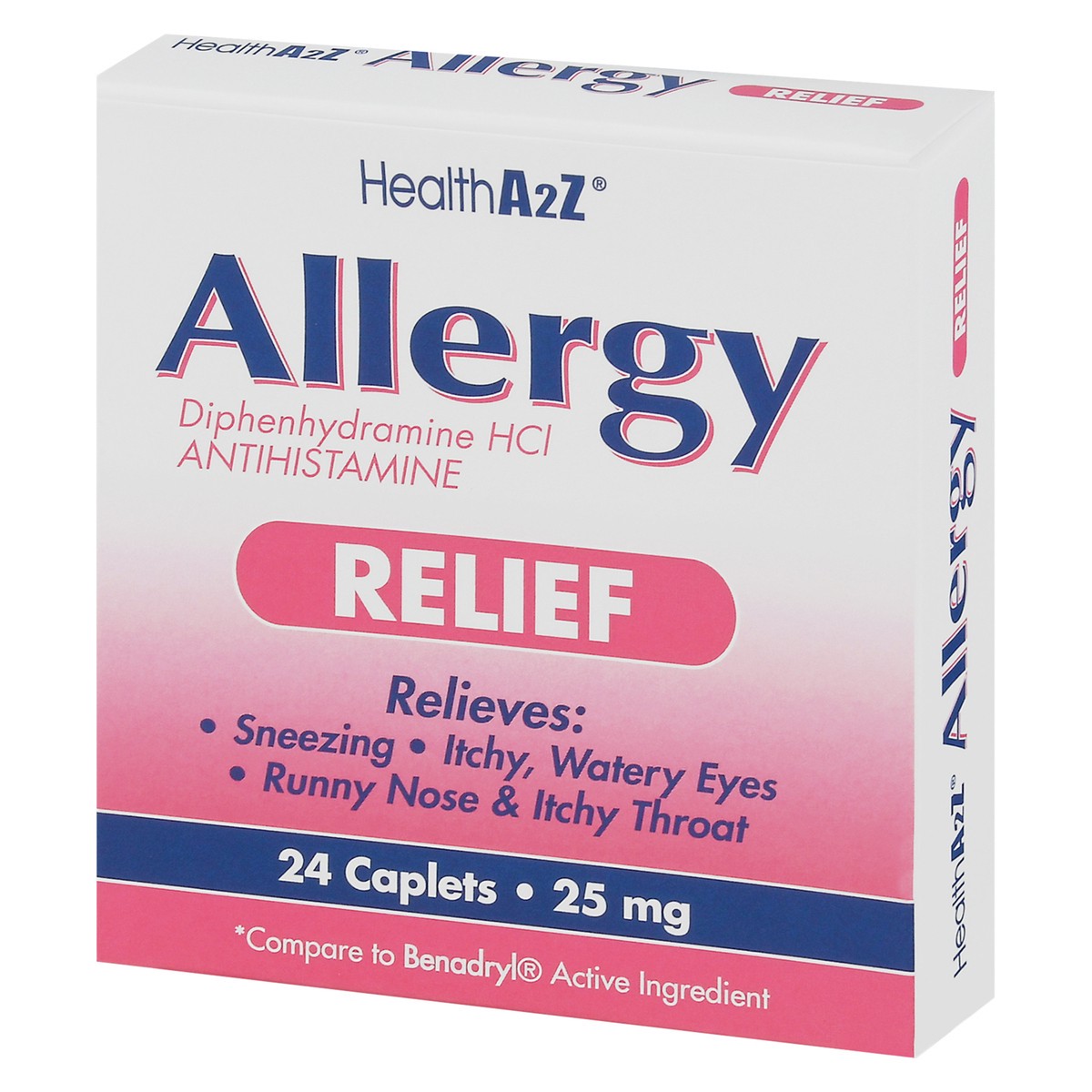 slide 10 of 13, HealthA2Z Caplets 25 mg Allergy Relief Antihistamine 24 Caplets 24 ea, 24 ct