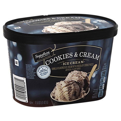 slide 1 of 1, Signature Select Ice Cream Cookies N Cream, 1.5 qt