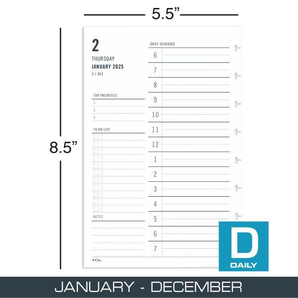 slide 2 of 3, 2025 Tul Discbound Daily Planner Refill Pages, Junior Size, January To December, 1 ct