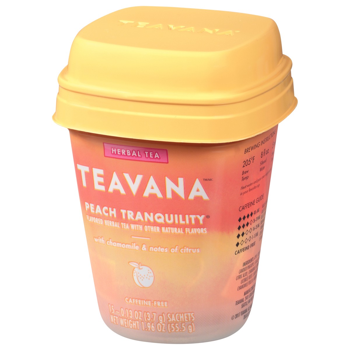 slide 2 of 13, Teavana Peach Tranquility, Herbal Tea With Chamomile and Notes of Citrus, 15 Sachets, 1.96 oz