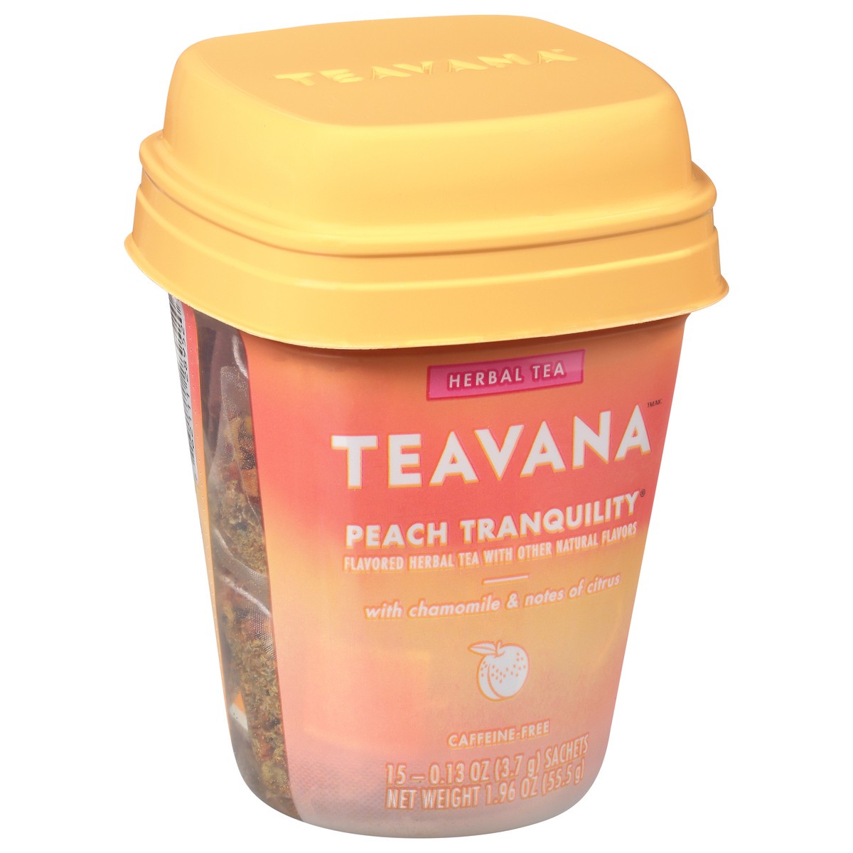 slide 13 of 13, Teavana Peach Tranquility, Herbal Tea With Chamomile and Notes of Citrus, 15 Sachets, 1.96 oz