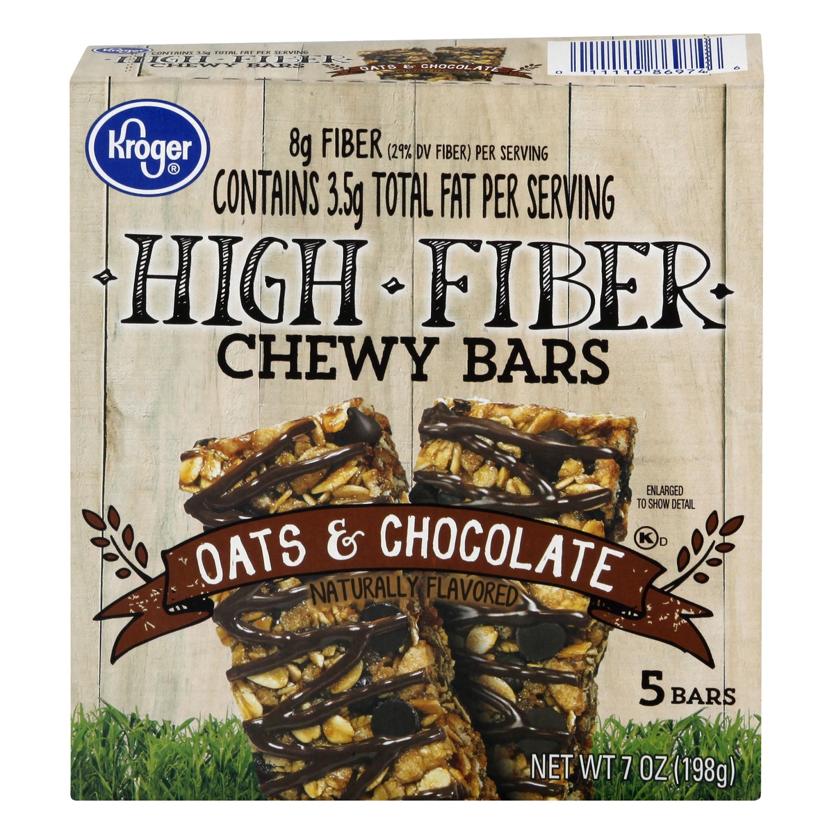 slide 1 of 1, Kroger High Fiber Chewy Oats & Chocolate Bars, 5 ct; 1.4 oz