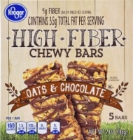 slide 1 of 1, Kroger High Fiber Chewy Oats & Chocolate Bars, 5 ct; 1.4 oz