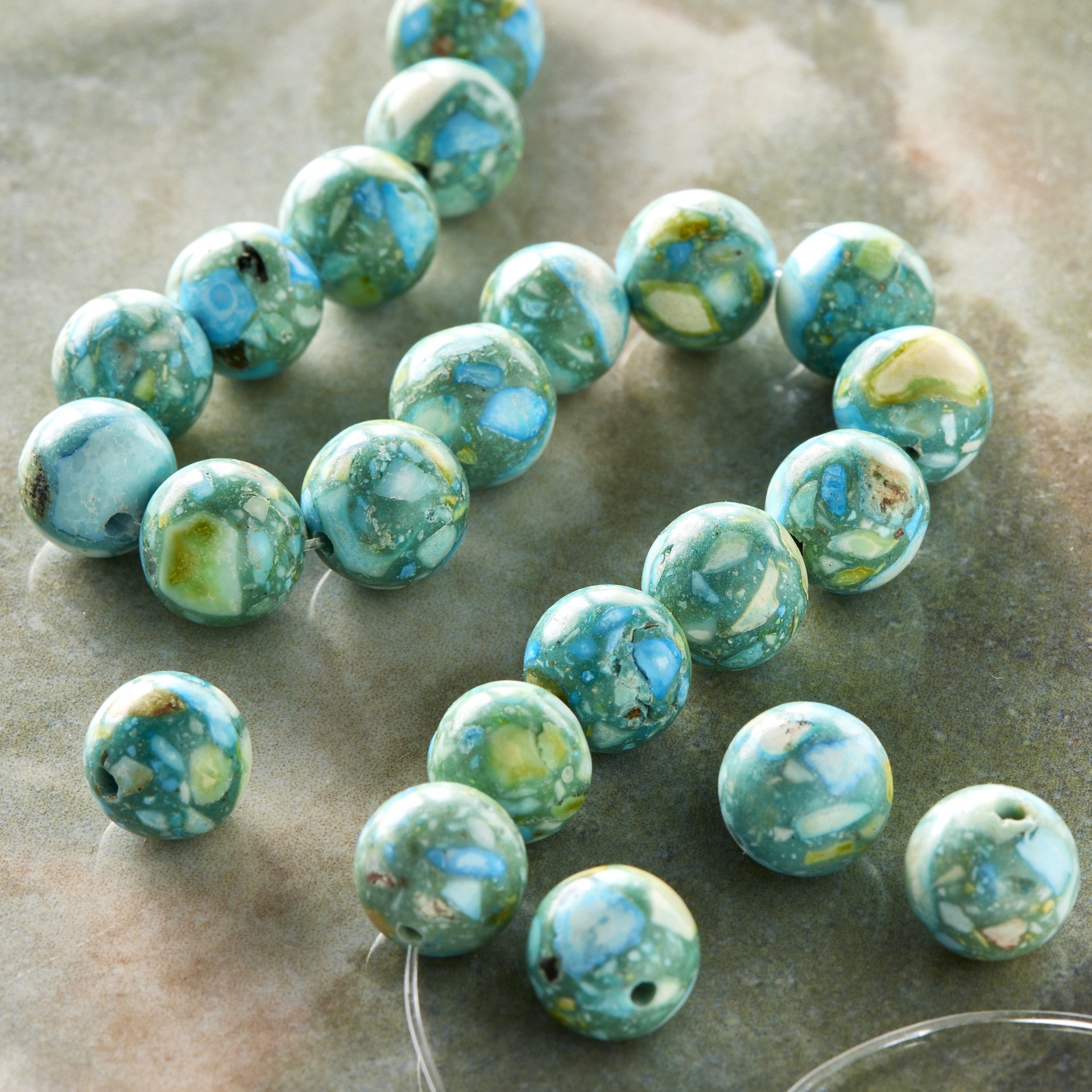 slide 2 of 3, Reconstituted Stone Round Beads, 8mm By Bead Landing, 8mm