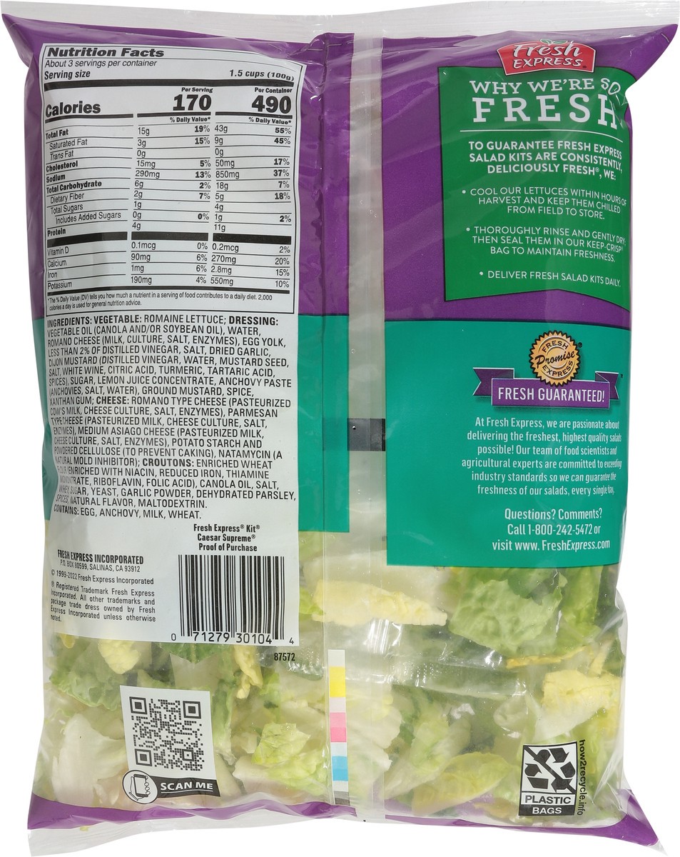 slide 8 of 13, Fresh Express Caesar Supreme Salad Kit 10.5 oz, 9.8 oz