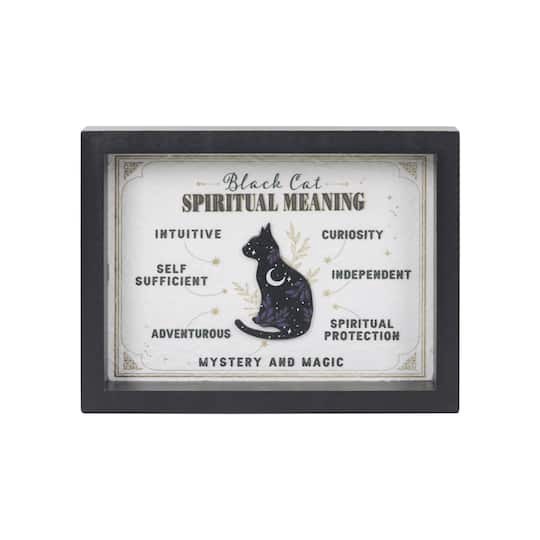 slide 1 of 2, 8" Black Cat Spiritual Meaning Tabletop Sign By Ashland, 7.87 in x 1.18 in x 5.91 in