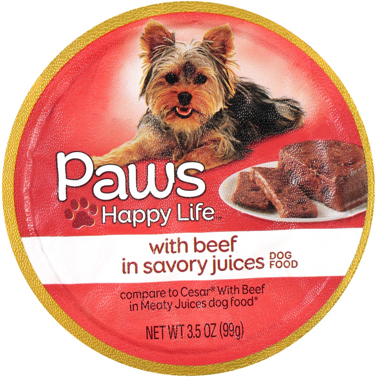 slide 5 of 10, Paws Happy Life Beef In Savory Juices Dog Food, 3.5 oz