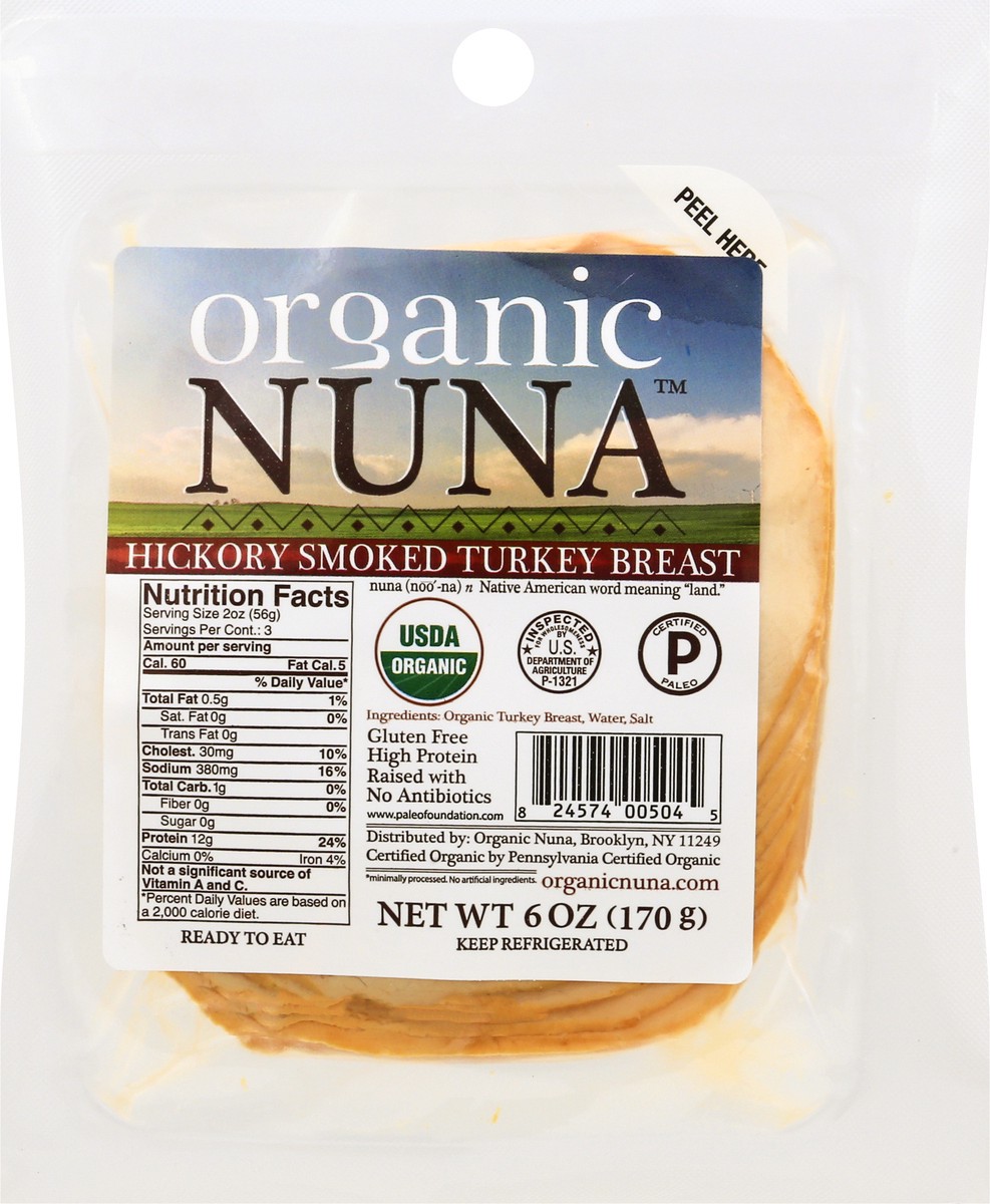 slide 1 of 10, Organic Nuna Organic Hickory Smoked Turkey, 6 oz