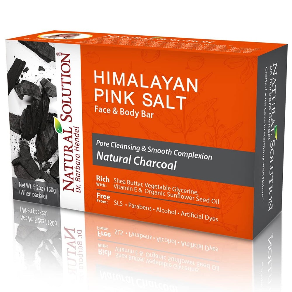 slide 1 of 1, Natural Solution Himalayan Pink Salt Face & Body Bar, Natural Charcoal, 5.2 oz