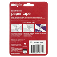 slide 3 of 5, Meijer Sensitive Skin Paper Tape, 1" X 10 Yards, 1 ct