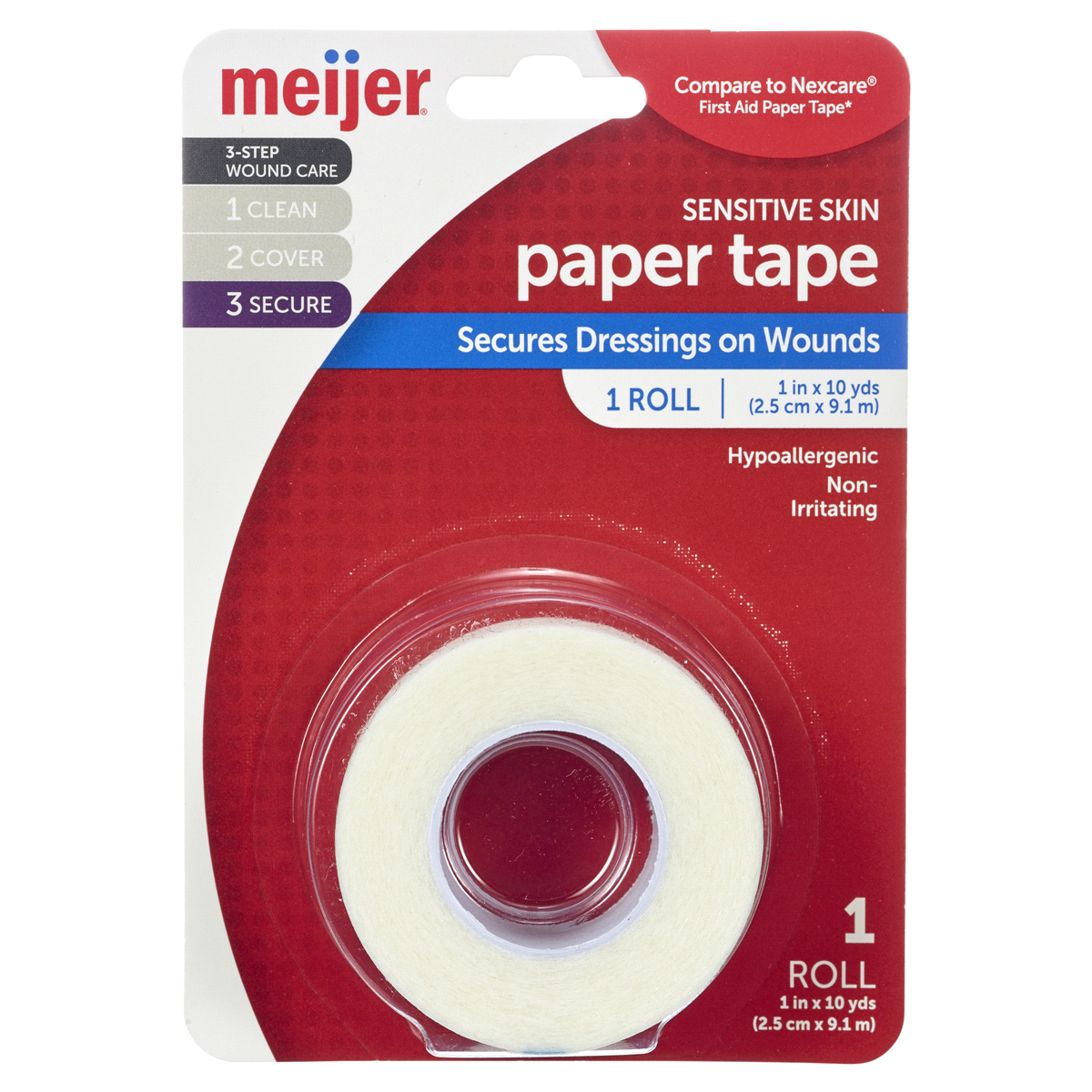 slide 1 of 5, Meijer Sensitive Skin Paper Tape, 1" X 10 Yards, 1 ct