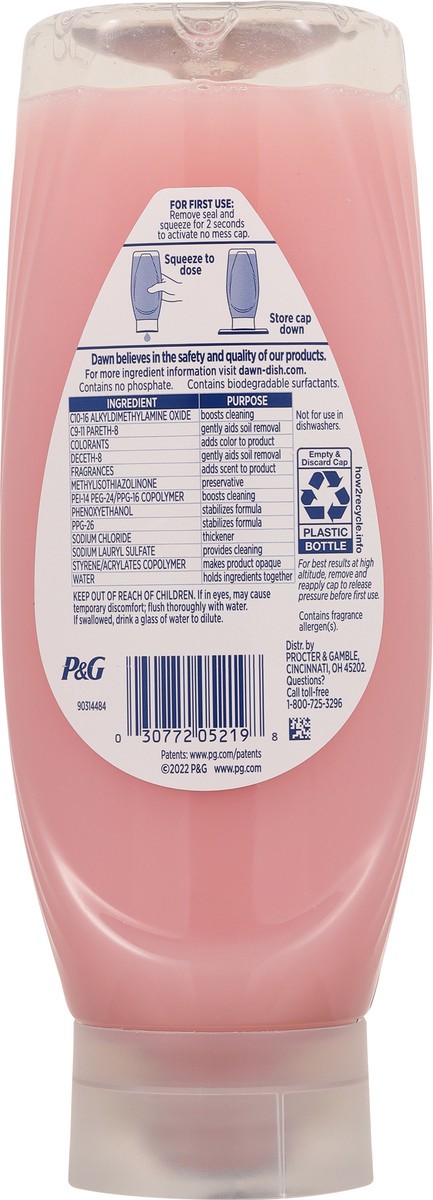 slide 5 of 9, Dawn Gentle Clean EZ-Squeeze Dishwashing Liquid Dish Soap, Pomegranate and Rose Water Scent, 18 fl oz