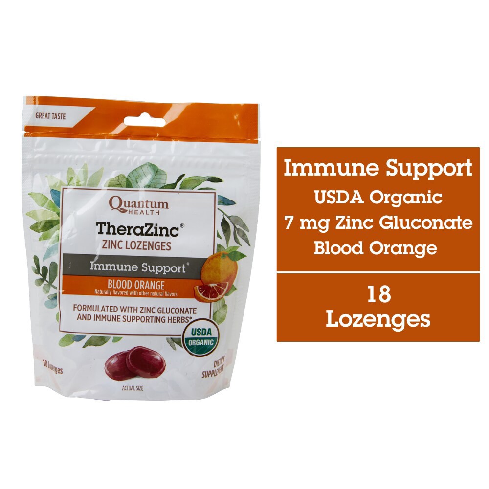 slide 4 of 5, Quantum Health Therazinc, Lozenges, Blood Orange Flavor, 18 ct