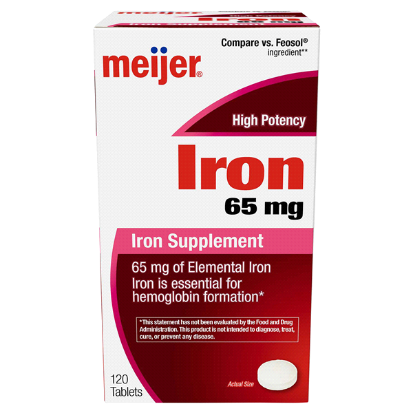 slide 1 of 6, Meijer High Potency Iron Tablets, 120 ct; 65 mg
