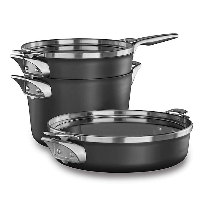 slide 1 of 3, Calphalon Premier Space Saving Hard Anodized Nonstick Supper Club Set, 5 ct