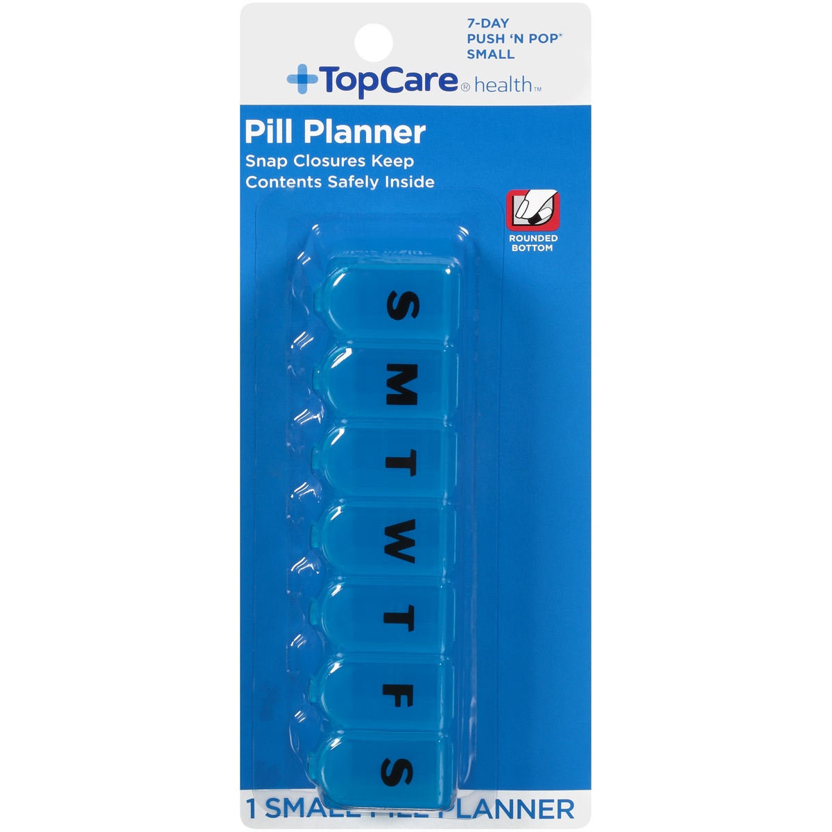 slide 1 of 1, TopCare Pill Planner Push Button 7 Day AM/PM Small - Each, 1 ct