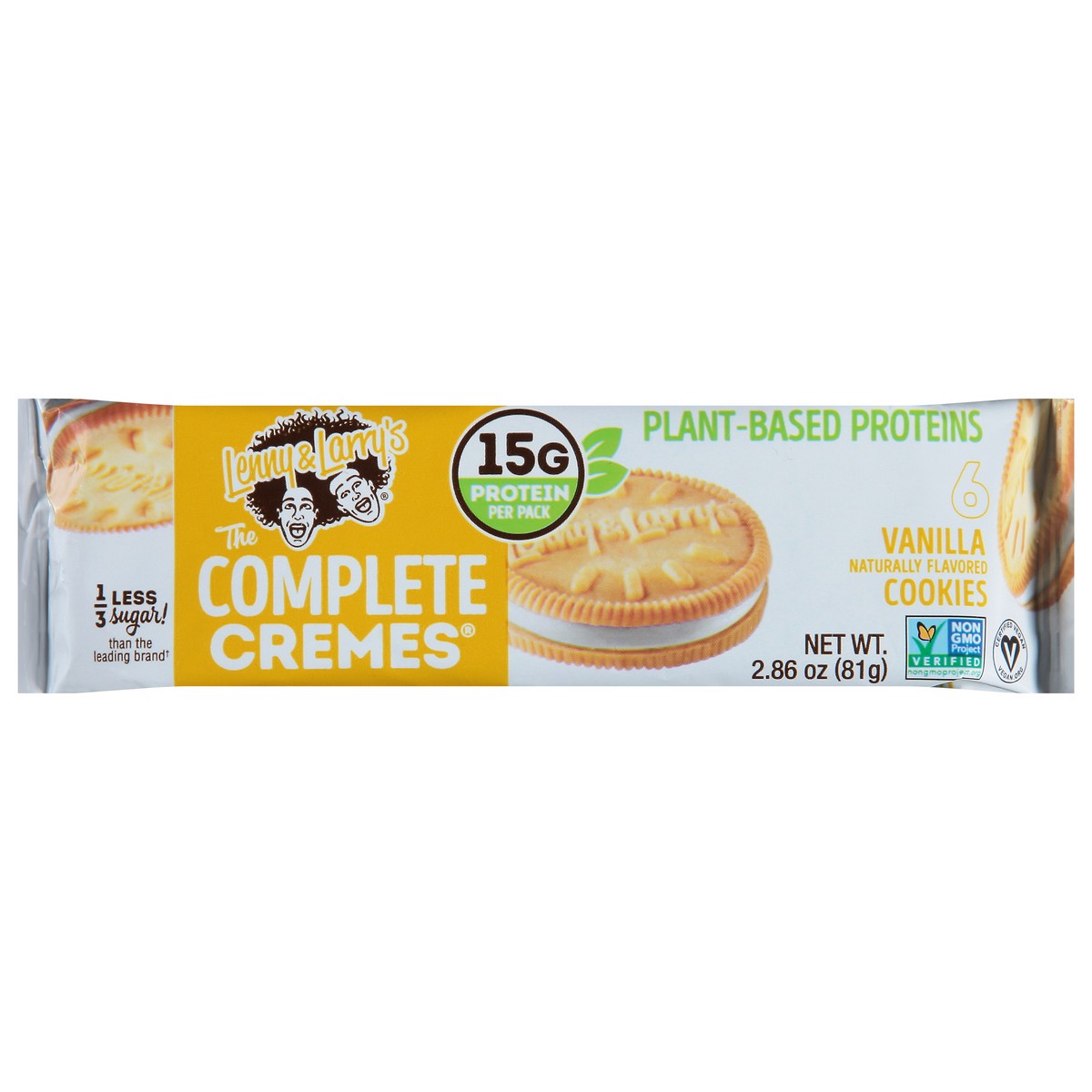 slide 1 of 9, Lenny & Larry's The Complete Cremes Plant-Based Proteins Vanilla Sandwich Cookies 6 Cookies 6 ea, 6 ct
