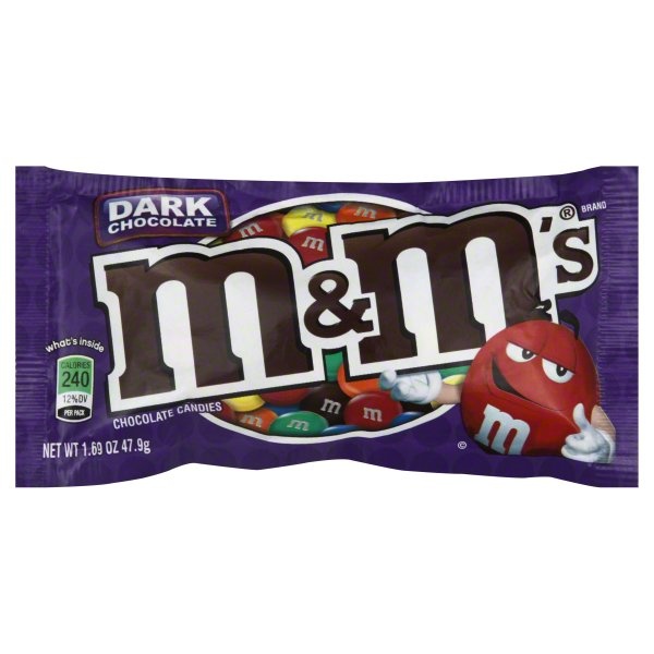 slide 1 of 1, M&M's Dark Chocolate Candies, 1.69 oz