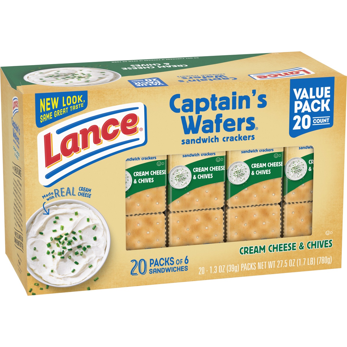 slide 2 of 11, Lance Cream Cheese And Chive Captain's Wafers , 20 ct; 1.3 oz