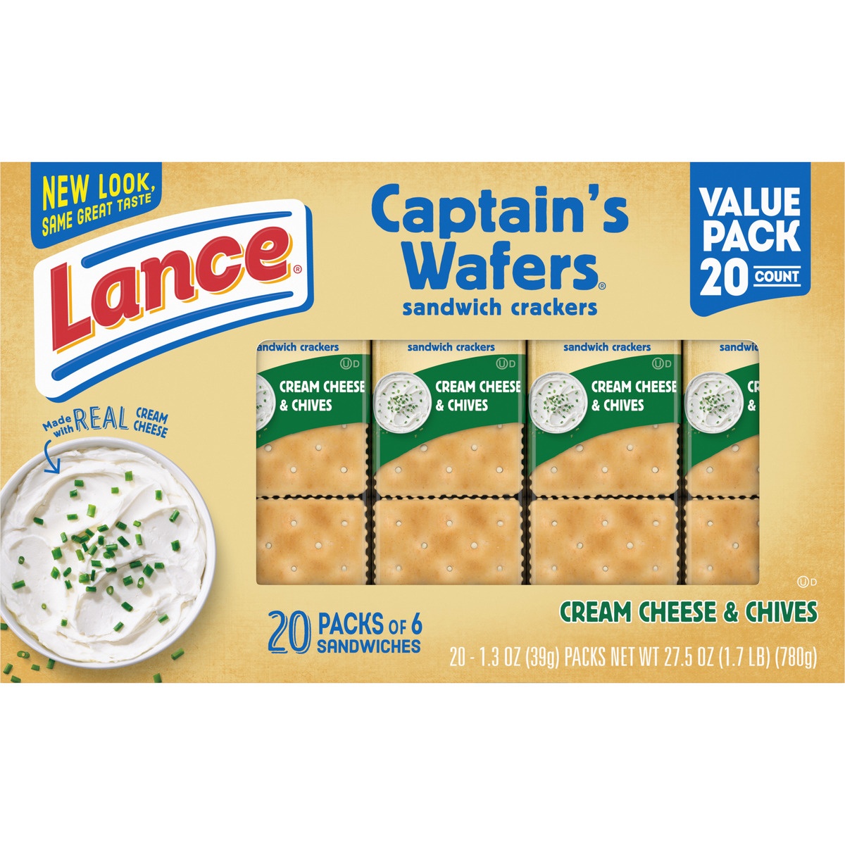 slide 9 of 11, Lance Cream Cheese And Chive Captain's Wafers , 20 ct; 1.3 oz