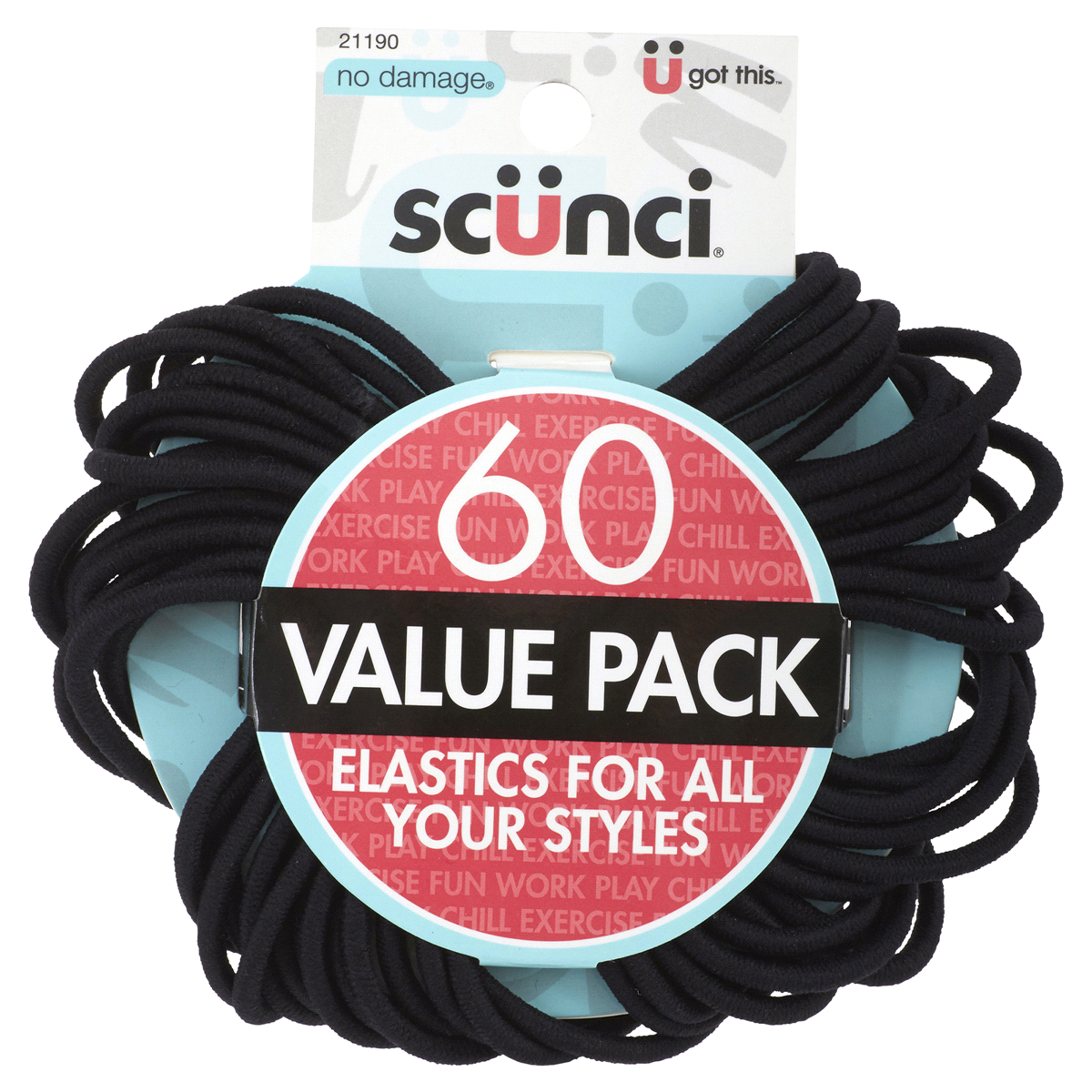 slide 1 of 5, scünci value No Damage Black Elastics, 620 ct