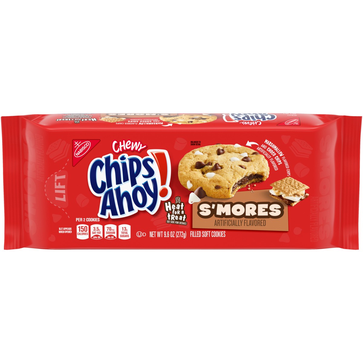 slide 1 of 5, CHIPS AHOY! Chewy S'mores Chocolate Filled Chocolate Chip Cookies, 9.6 oz , 0.6 lb