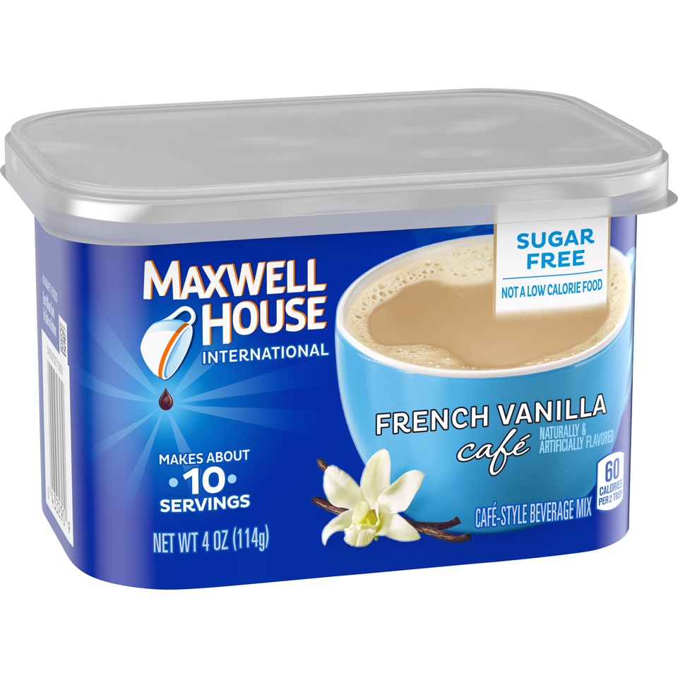 slide 3 of 8, Maxwell House International Sugar Free French Vanilla Cafe Instant Coffee, Caffeinated - 4 oz, 4 oz