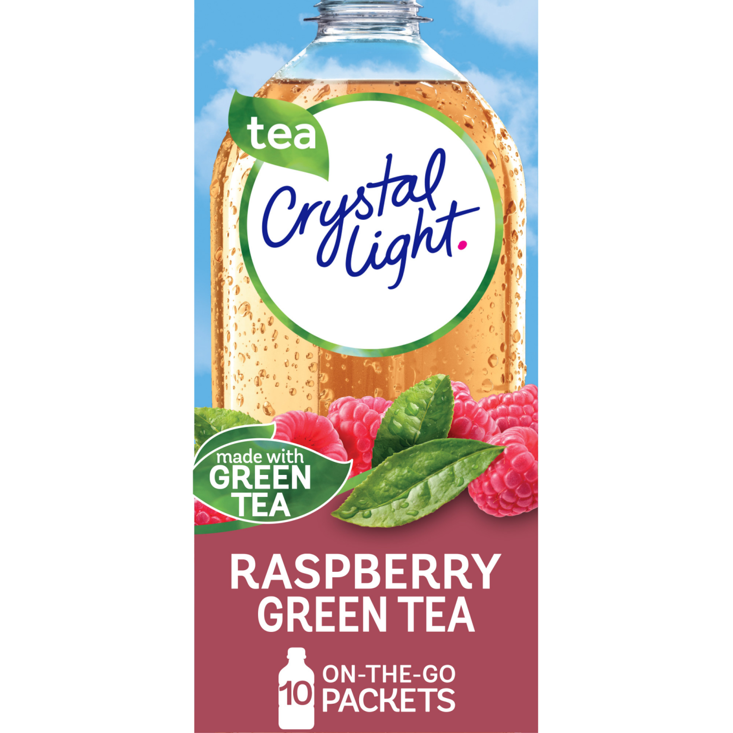 slide 1 of 5, Crystal Light On-The-Go Sugar Free Raspberry Green Tea Powdered Drink Mix, 10 ct - 0.09 oz Packets, 0.96 oz