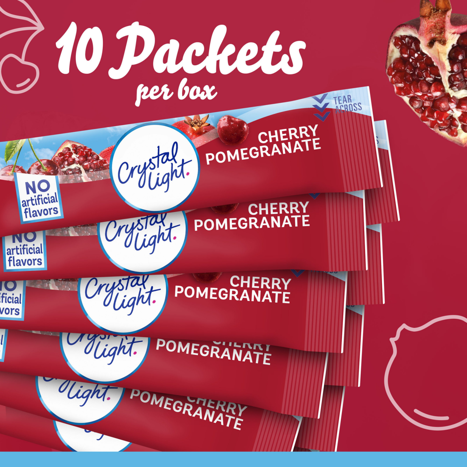 slide 5 of 5, Crystal Light Sugar Free Cherry Pomegranate Powdered Drink Mix, 10 ct - 0.11 oz Packets, 1.1 oz